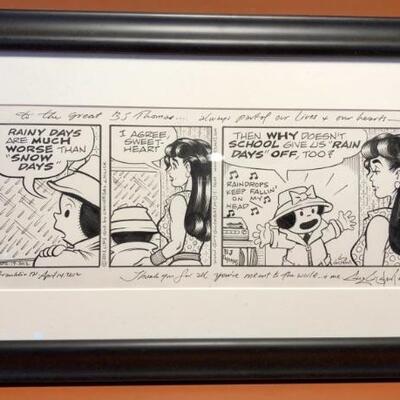 NANCY Comic Strip Given to BJ by Guy Gilchrist
Inscription and Signature Hand Written by Gilchrist
Framed, the piece is 19in l x 11in h�
