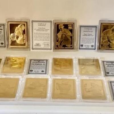 Pro Mint 22k Gold Baseball Cards - Nolan Ryan, etc