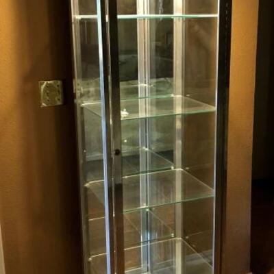 Lighted & Mirrored Tall Curio Display Cabinet