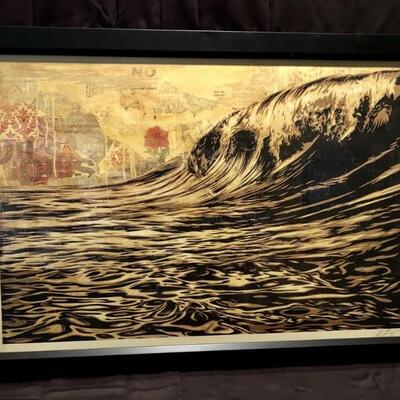 Dark Wave by Shepherd Fairey. Serigraph Signed by artist (Hand signed) 27.5 x 39.5 framed.