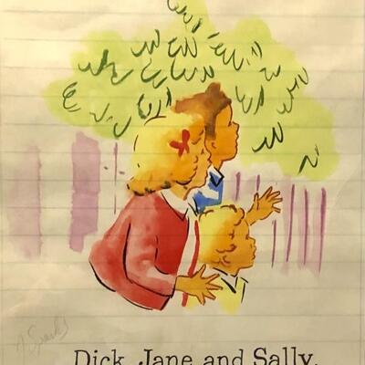 Dick, Jane, and Sally. Lithograph signed by
J Sparks. 13 x 10. 23 x 19.5