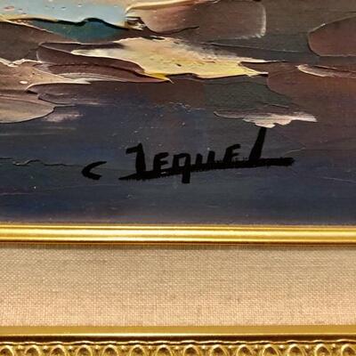 Christian Jequel. La Marchande de Fleurs                Original Oil on Canvas. 29x36 framed. Artist signature on lower right. No COA...