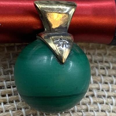 14k Gold, Diamond, & Malachite Pendant