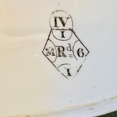 (2) Antique 19th Century English Victorian Marked
Gold Trimmed Tureen and Platter
These have very clear English Registration Marks
See...