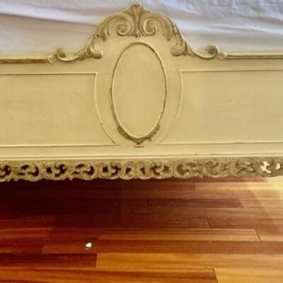 Antiqued White Louis XV French Style Bed