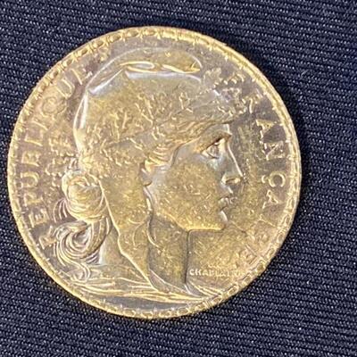 France 1908 .9999 Gold Coin Marianne Rooster 20
Francs