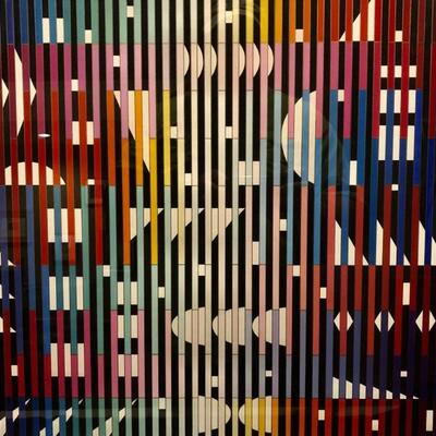 Yaacov Agam. NIGHT RAINBOW. Limited Edition
Serigraph, #18 of 18. Hand-signed by artist. 21x17. 26.5 x 29 framed. COA on back.