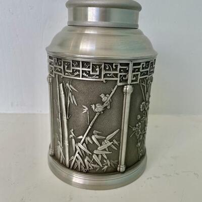 Asian Lidded Pewter Tea Caddy