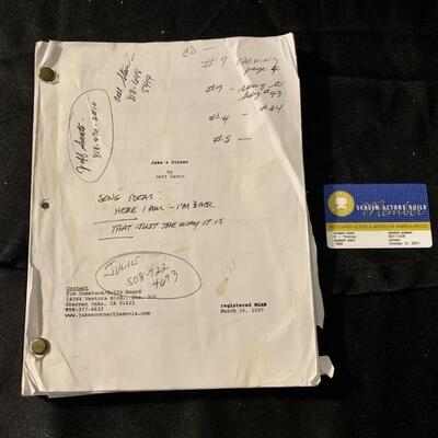 Movie script from 'Jakeâ€™s Corner' in which BJ
plays 'Doc' and his SAG card
