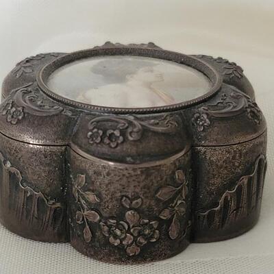 Small Silver Plate Hinged Trinket/Pill Box