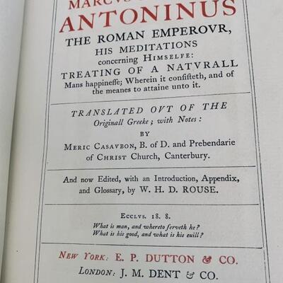 Antique, 1900 Book-MARCUS AURELIUS ANTONIUS: Roman Emperor Meditations Concerning Himself
Translated from original Greek by Meric Casvbon...