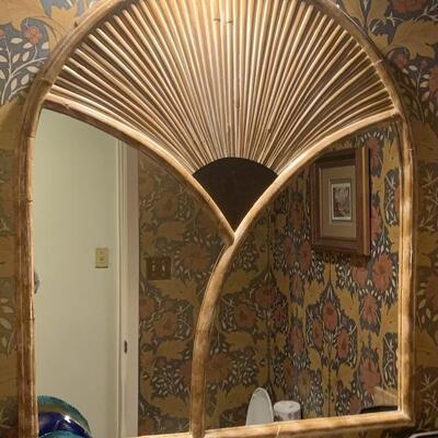 Large Rattan/Bamboo Arched Mirror