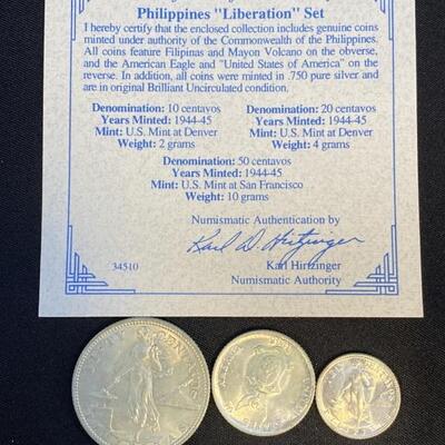 .750 Silver Philippines â€˜Liberationâ€™ Set minted