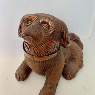 Vintage Chinese Woven Wicker Dog Box