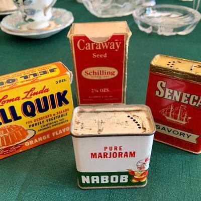 Assortment of vintage spices/containers