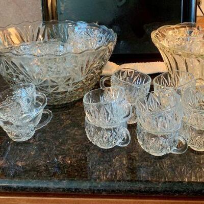 Crystal punch bowls and cups