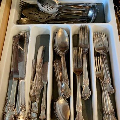 Monogrammed silver plate flatware in excellent condition
