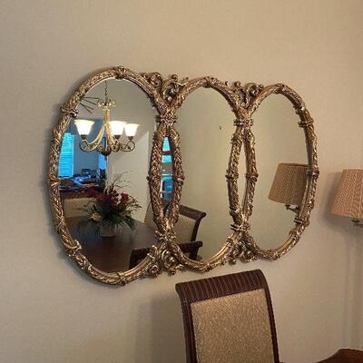 triple gold ornate mirror