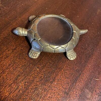 Brass turtle desk top magnifier