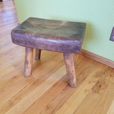 Solid wood rustic footstool
