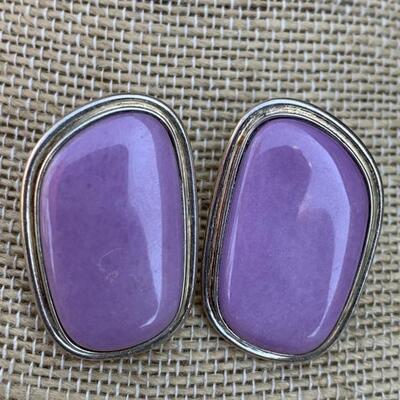 Sterling Silver Pierced Earrings with Lavender Colored Stones by Jay King Hallmarked DTR