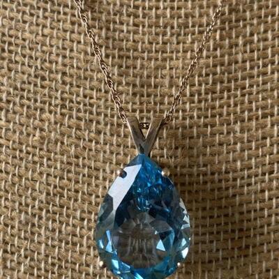 Sterling Silver Necklace with Blue Topaz