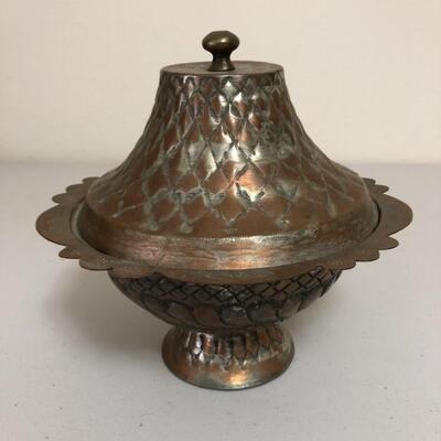 Silver over Copper Lidded Dish/Box
