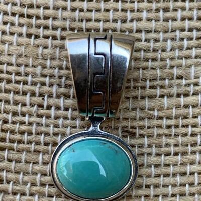Sterling Silver and Turquoise Reversible Pendant