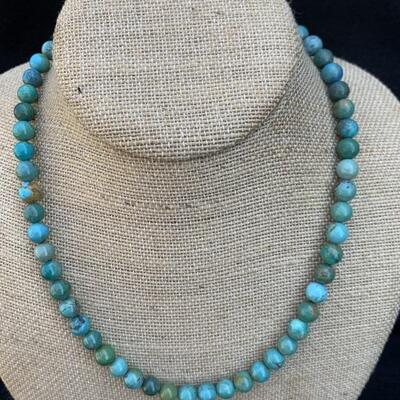 Turquoise Bead and Sterling Silver Necklace by Jay King Hallmarked DTR