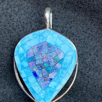 Sterling Silver Pendant with Opal and Turquoise by Jay King Hallmarked DTR