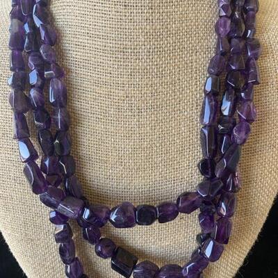 Polished Amethyst Bead Necklace by Jay King