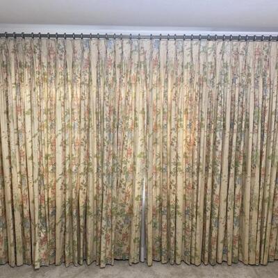 Beige Floral Wall of Drapes is 141in w x 90in h