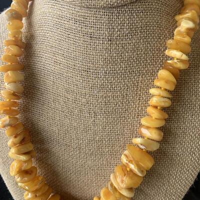 Egg Yolk Amber and Sterling Necklace by Jay Kin