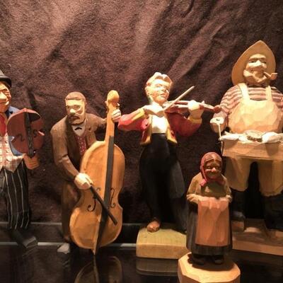 (5) Vintage Folk Art Alpine Swiss Figurines, Hand Carved in Switzerland