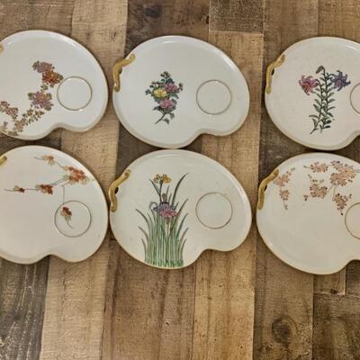 (6) Vintage Hand Painted Kotobaki Luncheon Plates