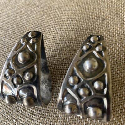 Sterling Silver Taxco Mexico Clip-on Earrings