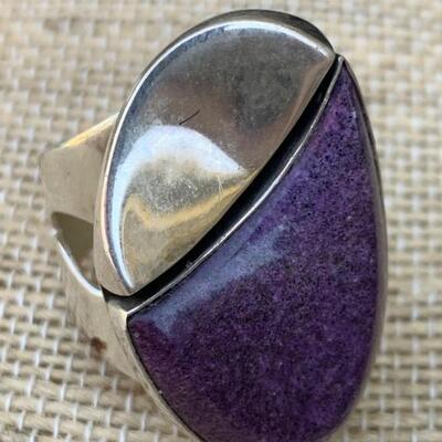 Sterling Silver and Purpurite Stone Ring by Jay King Hallmarked DTR Size 8