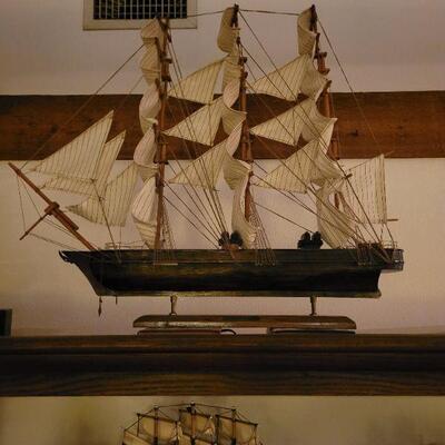 one of five old time sailing ship models
