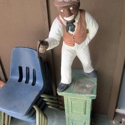 Vintage cast-iron lawn jockey - a controversial figure throughout history.  Its intended use has always been debated - but initially seen...