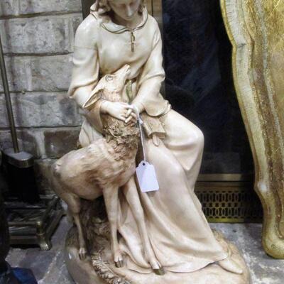 Stunning sculpture called, "Emily with the white doe"