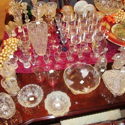 Antique Asian tea sets, crystal & fine glassware