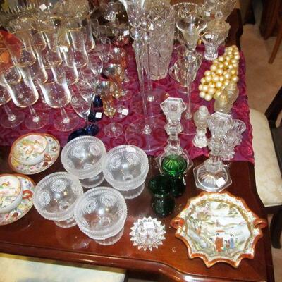 Antique Asian tea sets, crystal & fine glassware