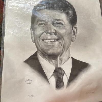 RONALD REAGAN BY 
D. ADAIR SIGNED AND NUMBERED 1981

