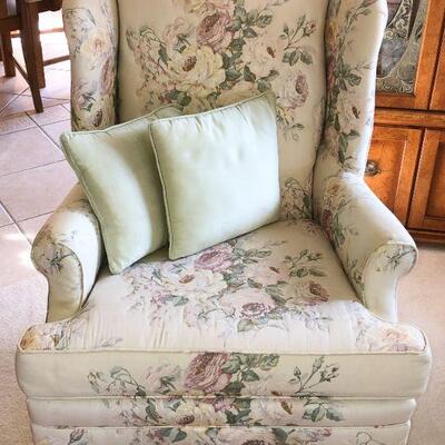 Arcadia Furniture Floral Wingback Chair ~ $75.00                           
42" H x 30" W x 36" D 