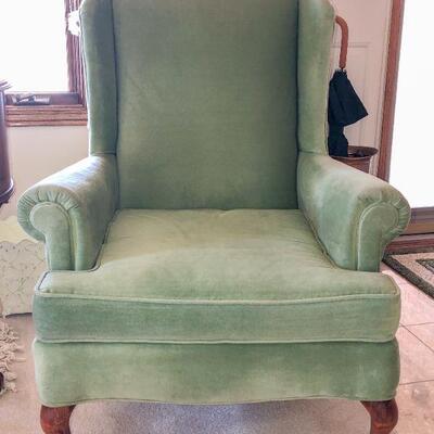 Green Wingback Chair ~ $60.00                                                                    41" H x 30" W x 33" D