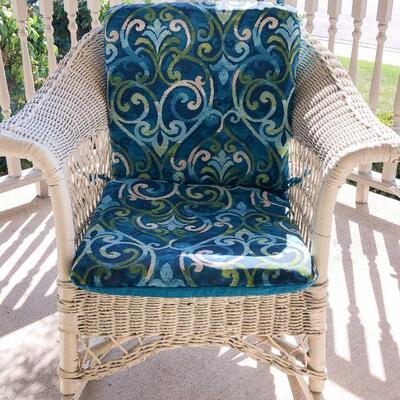 Wicker Spring Seat Patio Rocking Chair w/Cushion ~ $90.00   32" H x 31" W x 31" D 