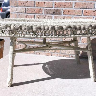 Oval Wicker Patio Table 17.5" H x 37" W x 18" D ~ $50.00