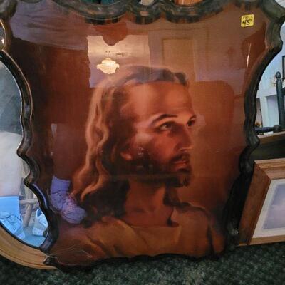 Picture of Jesus on a piece of Cypress, then lacquered over