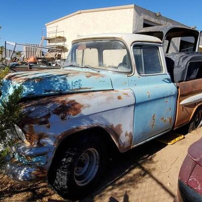 #135 â€¢ 1955 GMC Fleetside Pick Up Cab And Chassie. VIN: 1528CY1375 Extra Cab And Contents Not Included. 