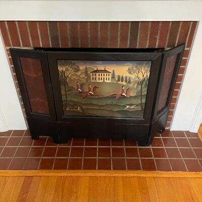 Painted fireplace screen